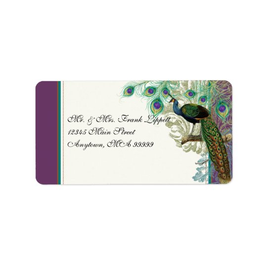 Mailing Labels - Vintage Peacock, Feathers n Etch