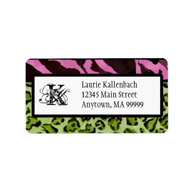 Mailing Labels - Zebra 'n Leopard Monogrammed (Front)
