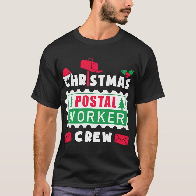 Mailman Christmas Postal Worker Crew Stamp T-Shirt (Front)