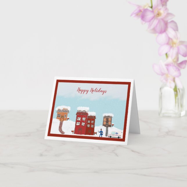 Mailman Christmas (small) Card (Orchid)