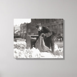 Mailman in the Snow, 1922 Canvas Print