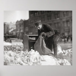 Mailman in the Snow, 1922. Vintage Photo Poster