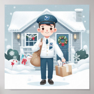 Mailman on Christmas Poster