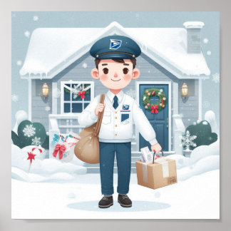 Mailman on Christmas Poster