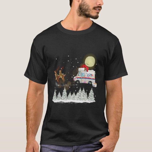 Mailman Postal Truck Mail Carrier Xmas Funny Chris T-Shirt (Front)