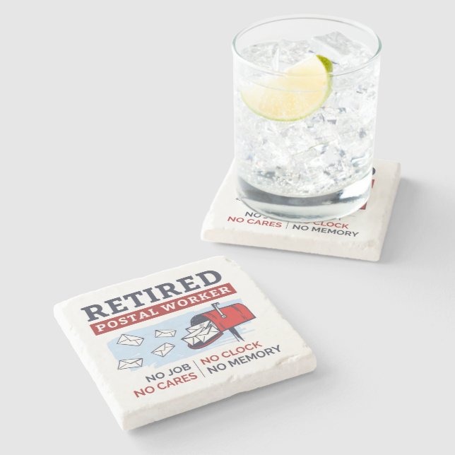 Mailman Retirement Retired Postal Worker Stone Coaster (Side)
