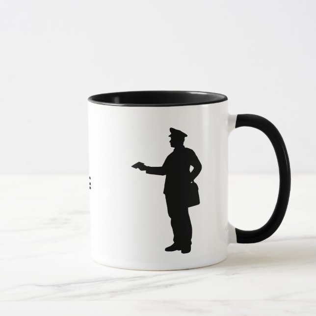 Mailman Silhouette Personalised Name Mug (Right)