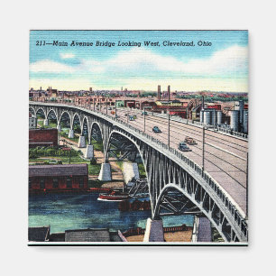 Main Ave. Bridge, Cleveland, Ohio Vintage Postcard Magnet