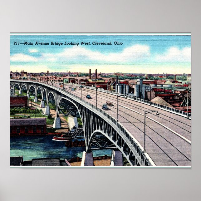 Main Ave. Bridge, Cleveland, Ohio Vintage Postcard Poster (Front)