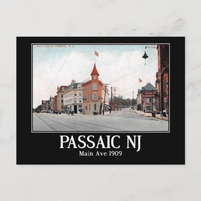 Main Ave. Passaic NJ, 1909 VIntage Postcard (Front)