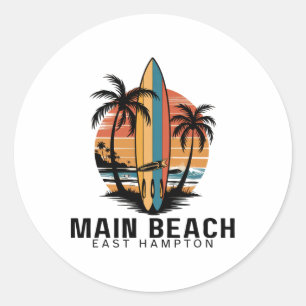 Main Beach East Hampton Surfing Surfer _1 Classic Round Sticker