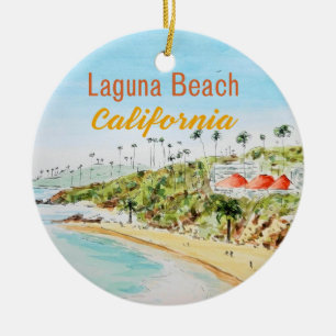 Main Beach Laguna Beach California Ceramic Tree Decoration