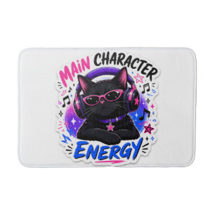 Main Character Energy Black Cat Sticker Bath Mat