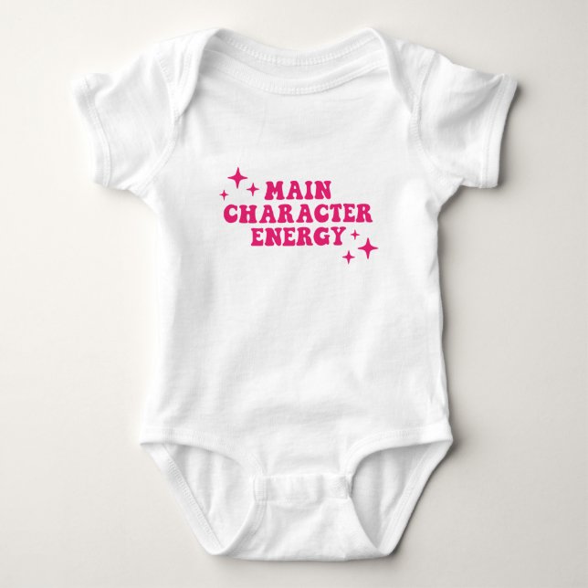 Main Character Energy Pink Baby Bodysuit (Front)