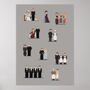 Main Characters from Downton Abbey  Pixel Art Poster