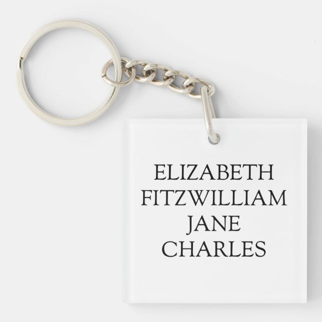 Main Characters Pride and Prejudice Jane Austen Key Ring (Front)