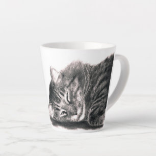 Main Coon cat sleeping drawing Latte Mug