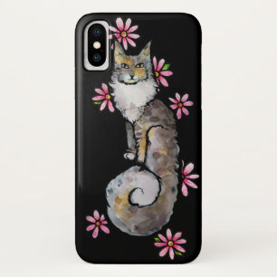 Main Coon Dilute Calico Cat Pink Daisy             iPhone X Case
