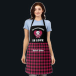 Main Ingredient Is Love Red Black Plaid Pattern Apron<br><div class="desc">Funny and cool apron to make cooking more fun. Personalised gift for family and friends who love cooking,  baking and trying new recipe in the kitchen. Customise the wording to fit your occasion. You can use the Design Tool to further change the font type,  font colour and font size.</div>