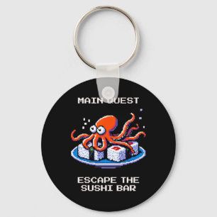 Main Quest Escape The Sushi R Octopus Pixel Gamer  Key Ring
