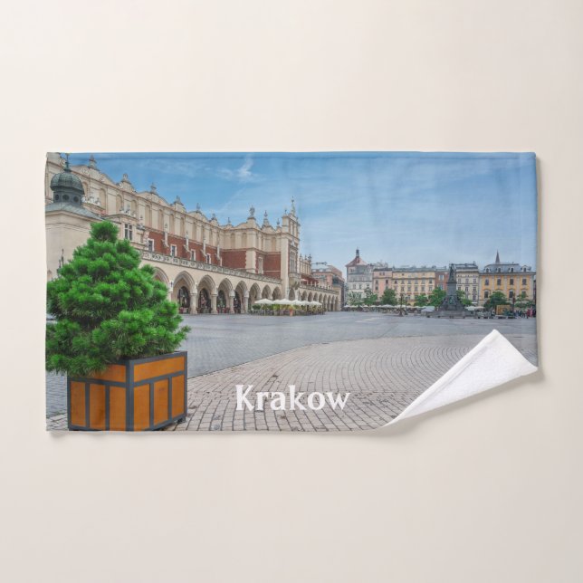 Main square in Krakow old town, Poland Hand Towel (Hand Towel)
