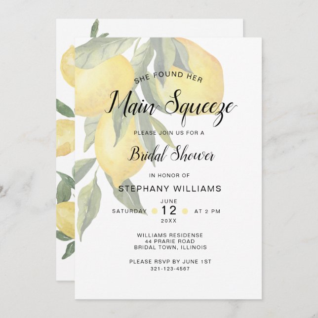 Main Squeeze Bridal Shower Holiday Card (Front/Back)