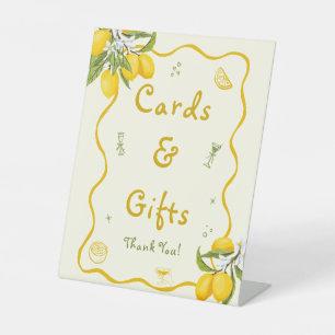 Main Squeeze Bridal Shower Lemon Cards & Gifts Pedestal Sign