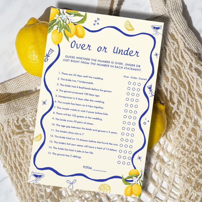Main Squeeze Bridal Shower Lemon Over Under Game (Creator Uploaded)