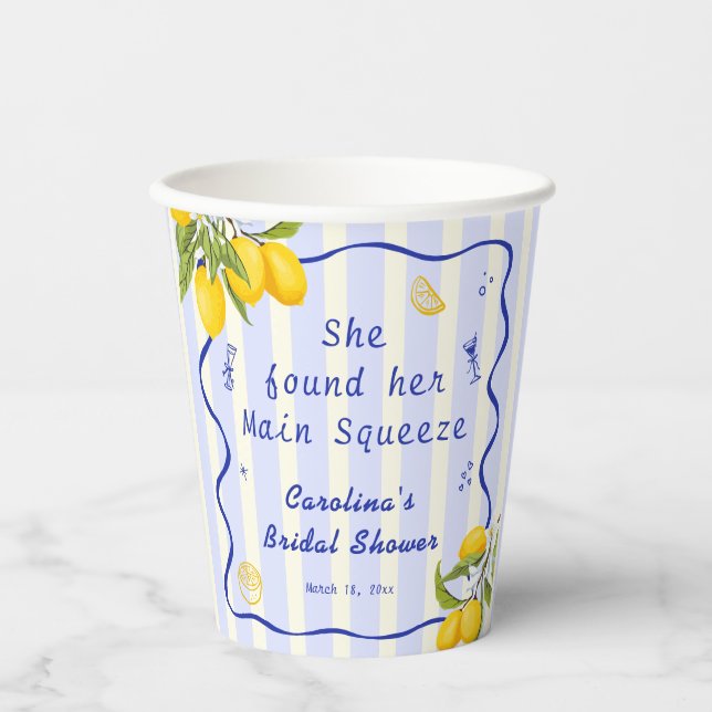 Main Squeeze Bridal Shower Lemon  Paper Cups (Front)