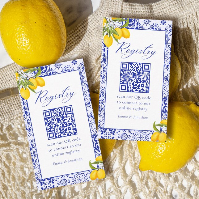 Main Squeeze Bridal Shower Lemon Registry QR Code Enclosure Card (Creator Uploaded)