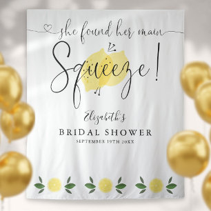 Main Squeeze Bridal Shower Lemons Photo Backdrop Tapestry