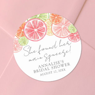 Main Squeeze Citrus Bridal Shower Classic Round Sticker