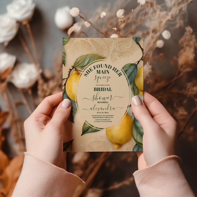 Main Squeeze Citrus Bridal Shower Lemon Bright  Invitation (Creator Uploaded)