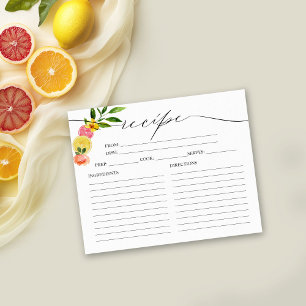 Main Squeeze Citrus Bridal Shower Recipe Cards