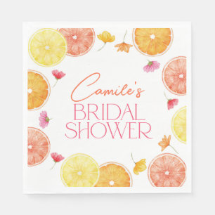 Main Squeeze Citrus Bright Flowers Bridal Shower Napkin