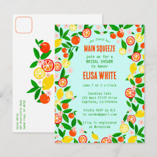 MAIN SQUEEZE Citrus CUSTOM Summer BRIDAL SHOWER Invitation Postcard
