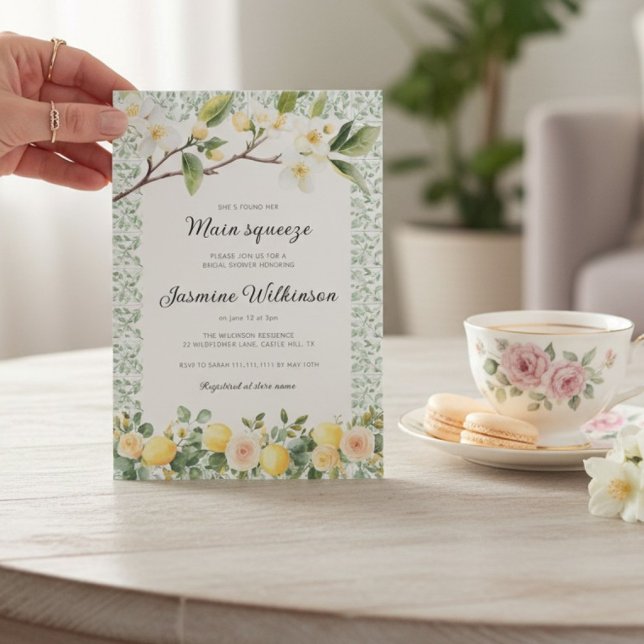 Main Squeeze Citrus Floral Bridal Shower Invitation (Creator Uploaded)