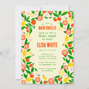 MAIN SQUEEZE Citrus Fruit QR Summer BRIDAL SHOWER Invitation
