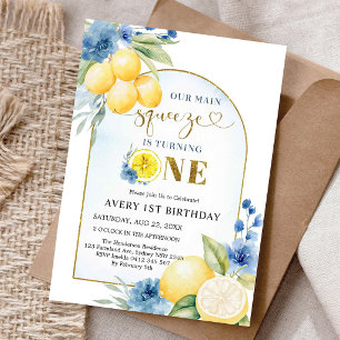 Main Squeeze Citrus Lemon Birthday Invitation