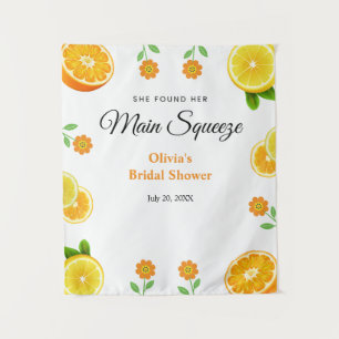 Main Squeeze Citrus Lemon Bridal Shower Backdrop  Tapestry