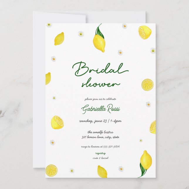 Main Squeeze Citrus Lemon Bridal Shower Invitation (Front)