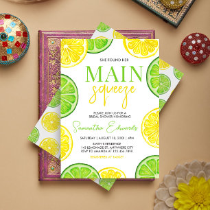 Main Squeeze Citrus Lemon Lime Bridal Shower Invitation