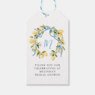 Main Squeeze Citrus Lemon Monogram Bridal Shower Gift Tags