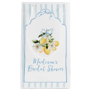 Main Squeeze Citrus Lemon Monogram Bridal Shower Small Gift Bag