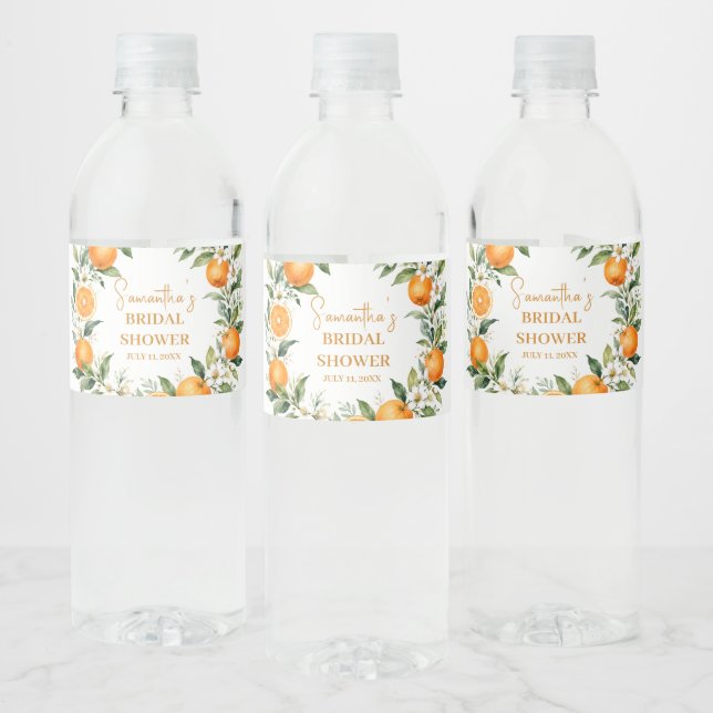 Main Squeeze Citrus Orange Bridal Shower Water Bottle Label (Bottles)