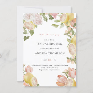 Main Squeeze   Citrus   Pink Floral Bridal Shower Invitation