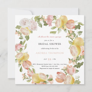 Main Squeeze   Citrus   Pink Floral Bridal Shower Invitation
