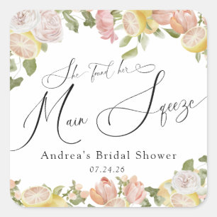 Main Squeeze   Citrus   Pink Floral  Square Sticker