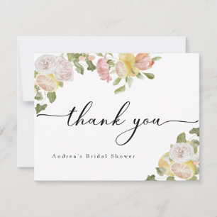 Main Squeeze Citrus Pink Floral Thank You Card