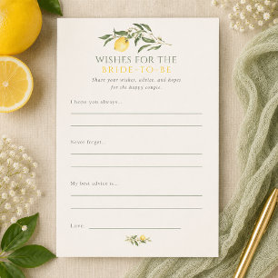 Main Squeeze Citrus Sage Bridal Shower Wishes Enclosure Card